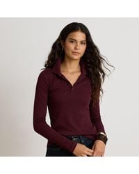 Ralph Lauren - Rib-Knit Long-Sleeve Polo Shirt - Lyst