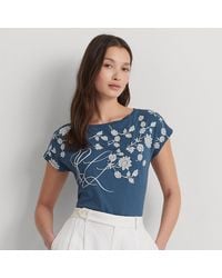 Lauren by Ralph Lauren - Ralph Lauren Floral-embroidered Jersey Tee - Lyst