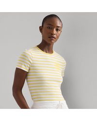 Lauren by Ralph Lauren - Ralph Lauren Striped Stretch Cotton Crewneck Tee - Lyst