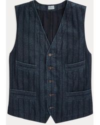 RRL - Gilet in twill a righe indaco - Lyst