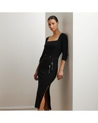 Ralph Lauren - Rib-Knit Long-Sleeve Midi Dress - Lyst