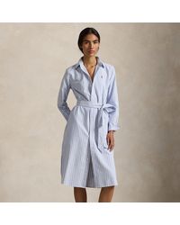Polo Ralph Lauren - Gestreiftes Oxford-Hemdkleid Mit Gürtel - Lyst