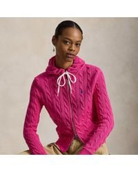 Polo Ralph Lauren - Cable-Knit Cotton Full-Zip Hoodie - Lyst