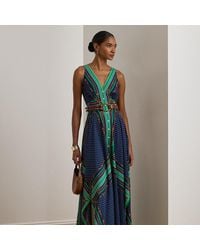 Ralph Lauren - Ralph Lauren Belting & Polka-Dot Georgette Dress - Lyst