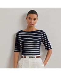 Ralph Lauren - Baumwoll-T-Shirt Mit U-Boot-Ausschnitt - Lyst