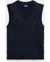 Polo Ralph Lauren - Gilet in cotone a trecce con scollo a V - Lyst