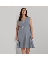 Lauren by Ralph Lauren - Ralph Lauren Striped Cotton-blend Jersey Dress - Lyst