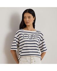Ralph Lauren - Striped Beaded-Logo Cotton Jersey Tee - Lyst