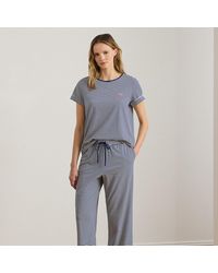 Ralph Lauren - Striped Cotton-Blend-Jersey Pajama Set - Lyst