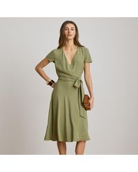 Ralph Lauren - Belted Georgette Surplice Dress - Lyst