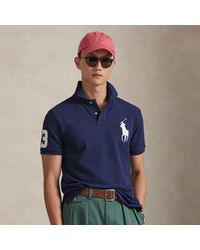 Polo Ralph Lauren Custom Slim Fit Big Pony Mesh Polo Shirt in Blue for ...