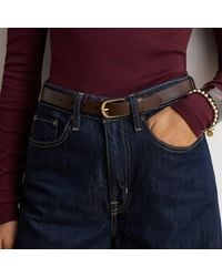 Ralph Lauren - Rounded-Buckle Leather Skinny Belt - Lyst