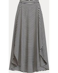 Ralph Lauren Striped Crepe Skirt - Black