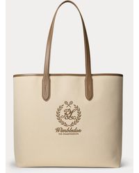 Ralph Lauren - Wimbledon Leather-Trim Canvas Tote - Lyst