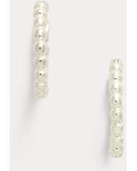 Ralph Lauren - Sterling Beaded Hoop Earrings - Lyst