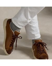 Ralph Lauren - Heritage Court Ii Leather Trainer - Lyst