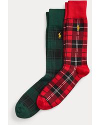 Polo Ralph Lauren - Plaid Cotton-Blend Trouser Sock 2-Pack - Lyst