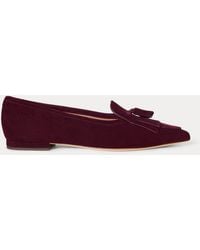 Ralph Lauren - Londyn Sheep-Suede Kiltie Ballet Flat - Lyst