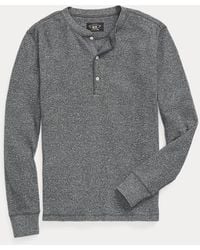 RRL - Garment-dyed Waffle-knit Henley Shirt - Lyst