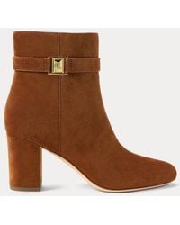 Ralph Lauren - Bottines À Talon Kellie En Daim - Lyst
