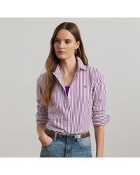 Ralph Lauren - Petite - Camicia in popeline a righe Classic-Fit - Lyst