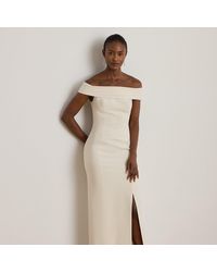 Ralph Lauren - Vestido Largo De Crepé Y Hombros Caídos - Lyst