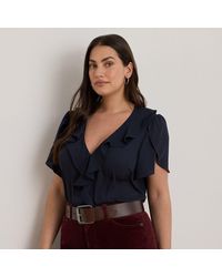 Ralph Lauren - Ralph Lauren Ruffle-Trim Georgette Blouse - Lyst