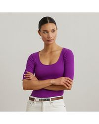 Ralph Lauren - T-Shirt Côtelé En Coton Mélangé - Lyst