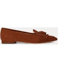 Ralph Lauren - Londyn Sheep-Suede Kiltie Ballet Flat - Lyst