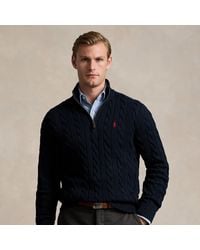 Polo Ralph Lauren - Maglia in cotone a trecce con cerniera - Lyst
