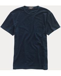 RRL - Katoenen Indigo T-shirt Met Ronde Hals - Lyst