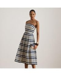 Ralph Lauren - Striped Satin Sleeveless Cocktail Dress - Lyst