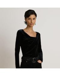 Ralph Lauren - Pleated Velvet Asymmetrical Top - Lyst