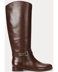 Lauren by Ralph Lauren - Brooke Burnished Leather Riding Boot - Lyst