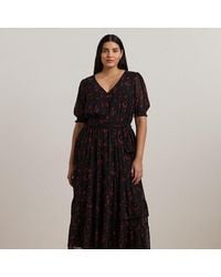 Ralph Lauren - Curve - Floral Belted Crinkle Georgette Dress - Lyst