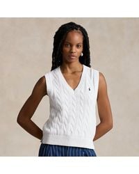 Polo Ralph Lauren - Logo-embroidered V-neck Cotton Knitted Vest - Lyst