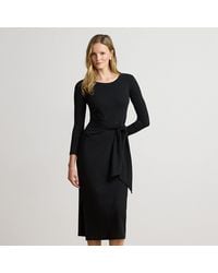 Ralph Lauren - Tie-Front Cotton-Blend Crewneck Dress - Lyst
