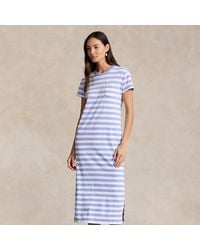 Ralph Lauren - Gestreiftes T-Shirt-Kleid aus Baumwolle - Lyst