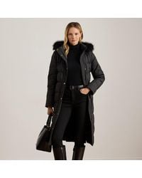 Ralph Lauren - Daunenmantel Mit Kapuze Und Kunstpelz - Lyst