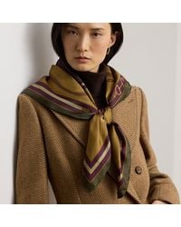 Ralph Lauren - Glen Plaid & Belting-Print Silk Scarf - Lyst