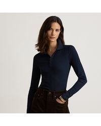 Ralph Lauren - Rib-Knit Long-Sleeve Polo Shirt - Lyst