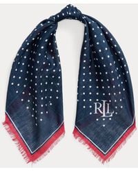 Ralph Lauren - Polka-Dot Linen-Cotton Square Scarf - Lyst