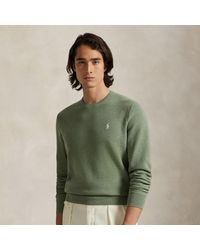 Ralph Lauren - Mesh-Knit Cotton Crewneck Sweater - Lyst