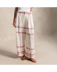 Polo Ralph Lauren - Plaid Linen Wide-Leg Cropped Trouser - Lyst