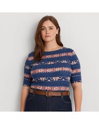 Lauren by Ralph Lauren - Plus Größen - Baumwoll-T-Shirt mit U-Boot-Ausschnitt - Lyst