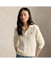 Polo Ralph Lauren - Cable-Knit Wool-Cashmere Polo Jumper - Lyst
