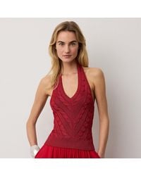 Ralph Lauren - Cable-Knit Silk Halter Jumper - Lyst