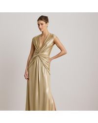 Ralph Lauren - Twist-Front Metallic Cap-Sleeve Gown - Lyst