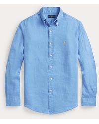 Polo Ralph Lauren Slim Fit Linnen Overhemd - Blauw