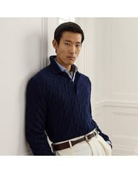 Ralph Lauren - Cable-Knit Cashmere Polo Jumper - Lyst